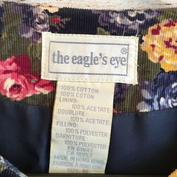 VINTAGE THE EAGLE'S EYE QUILTED CORDUROY FLORAL BLAZER - Picture 5 of 8